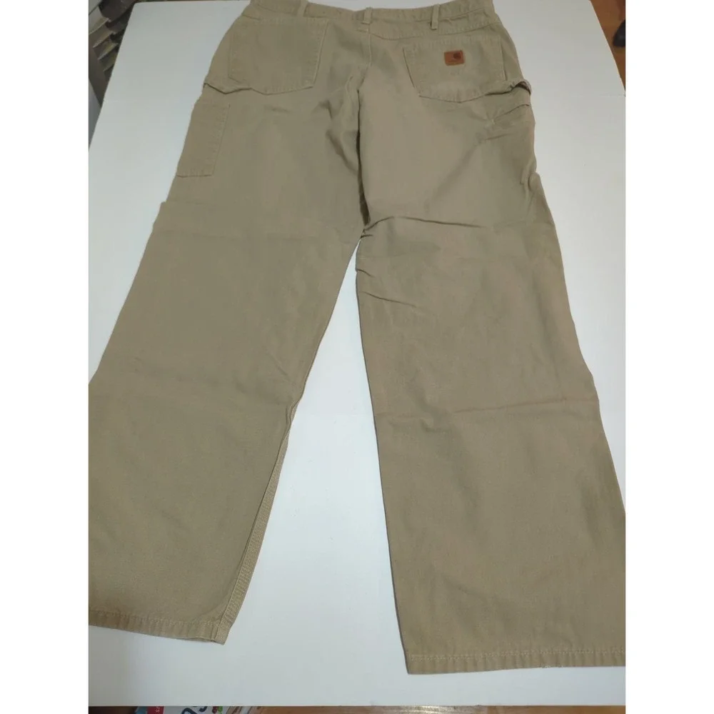 Carhartt Mens 38x34 Dark Khaki Loose Fit Canvas Carpenter 36x32 B159 GKH